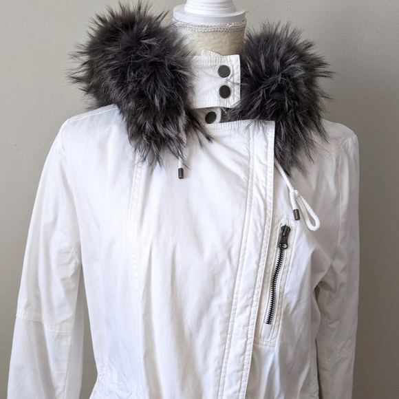 Vince White Quilted Coat with Fur-Trimmed Hood S - Picture 5 of 6